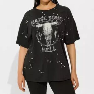Torrid Tee Raise Steer Relaxed Fit Heritage Jersey Oversized Tunic Tee Sz 3X EUC